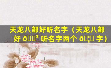 天龙八部好听名字（天龙八部好 🌳 听名字两个 🦋 字）